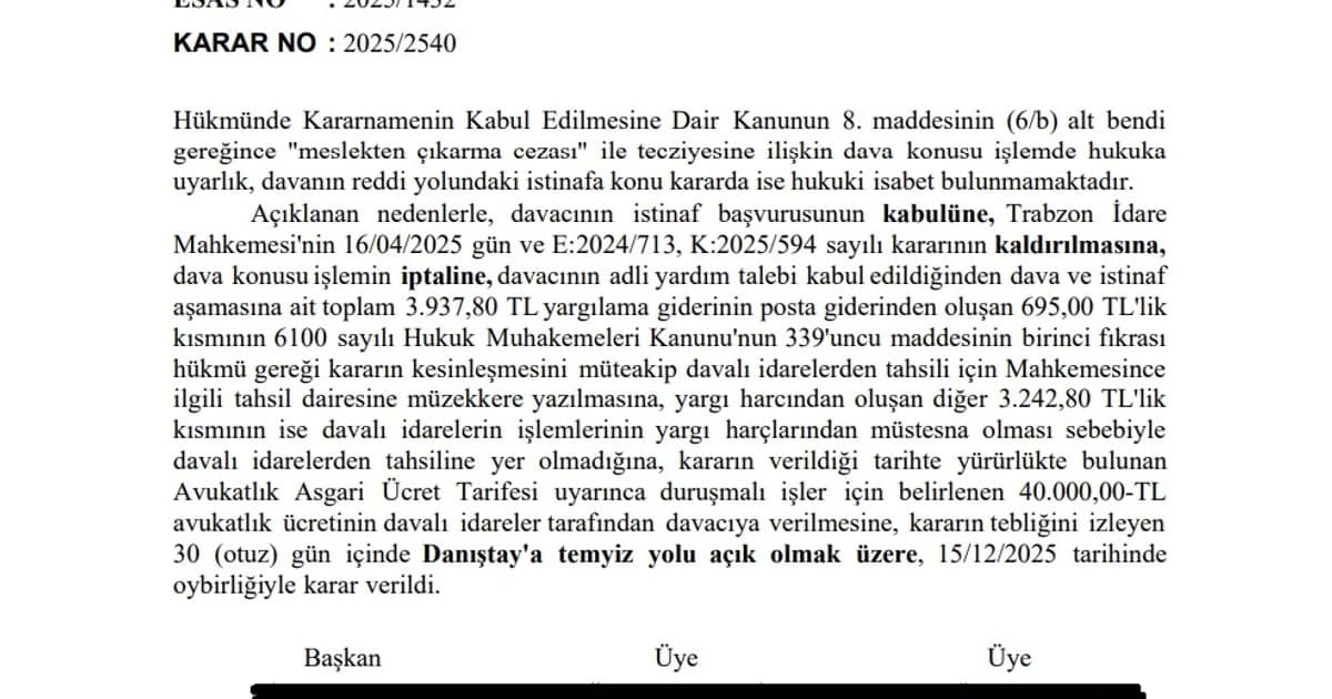 Meslekten İhraç Edilen Polis Memuru Vedat Kılıçel’in Davası İptal Edildi - Galeri 1